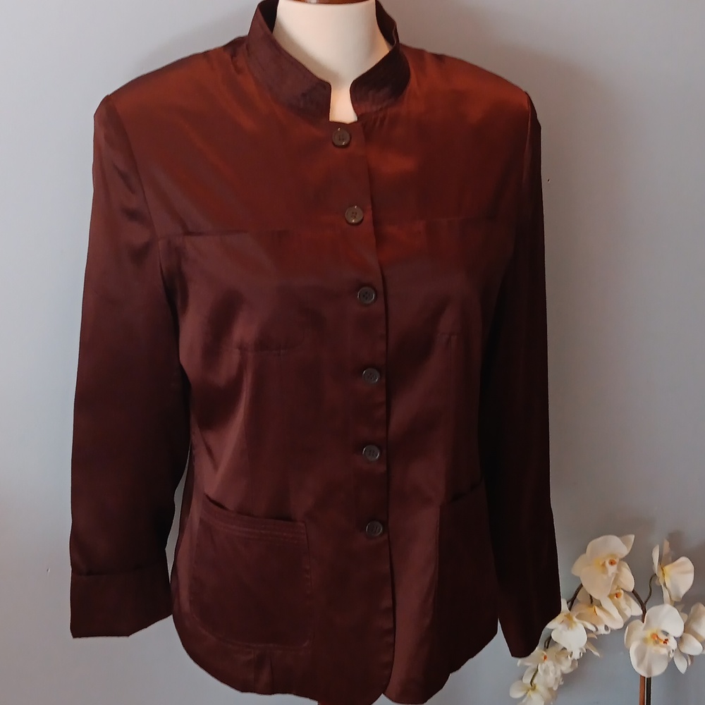 Silkland brown silk blazer NWOT